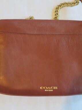 Coach Leather Shoulder Bag in Warm Chestnut with Gold Hardware